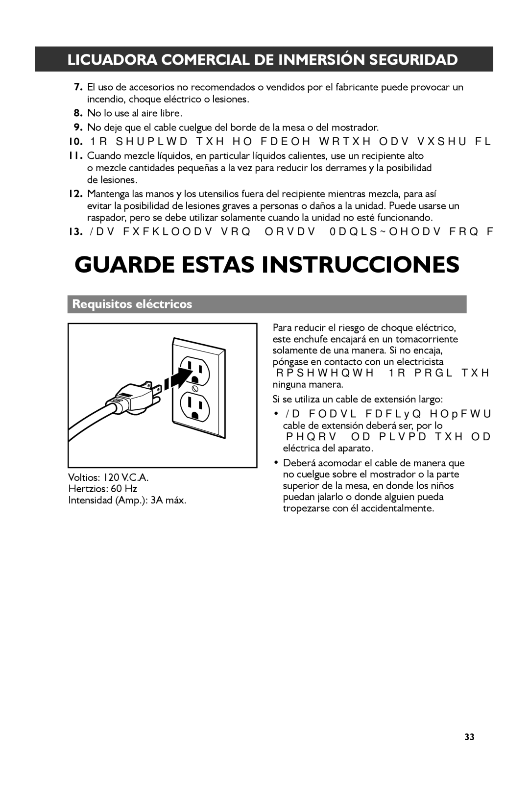 KitchenAid KHBC212, KHBC210, KHBC208 manual Requisitos eléctricos, Las cuchillas son filosas. Manipúlelas con cuidado 