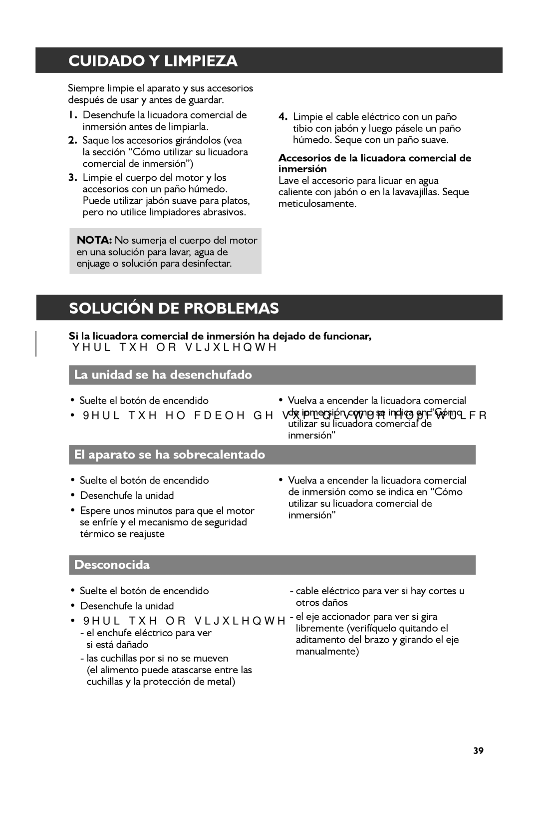 KitchenAid KHBC212, KHBC210, KHBC208 Cuidado Y Limpieza, Solución DE Problemas, La unidad se ha desenchufado, Desconocida 