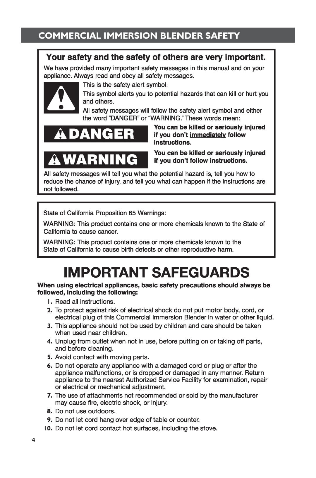 KitchenAid KHBC210, KHBC212, KHBC208 manual Important Safeguards, Commercial Immersion Blender Safety 