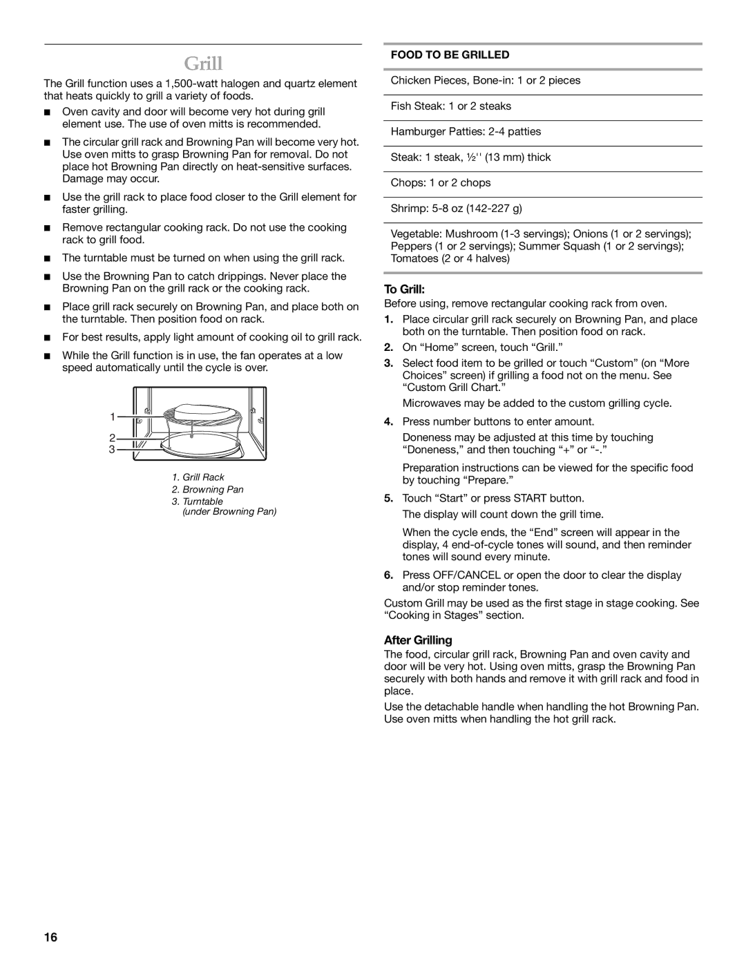 KitchenAid KHHS179L manual To Grill, After Grilling, Food to be Grilled 