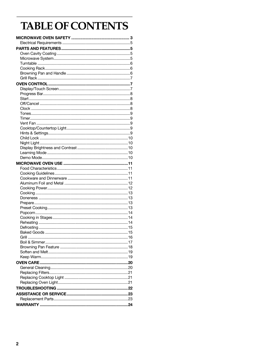 KitchenAid KHHS179L manual Table of Contents 