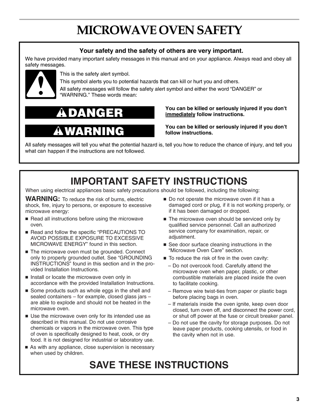 KitchenAid KHHS179L manual Microwave Oven Safety, Your safety and the safety of others are very important 