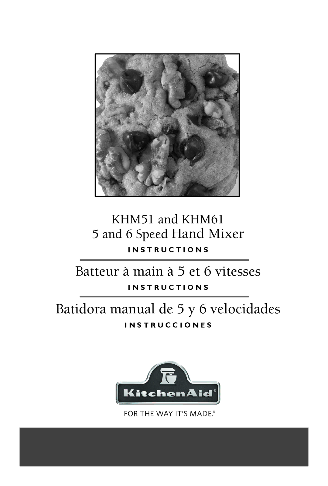 KitchenAid KHM61, KHM51 manual Batteur à main à 5 et 6 vitesses 