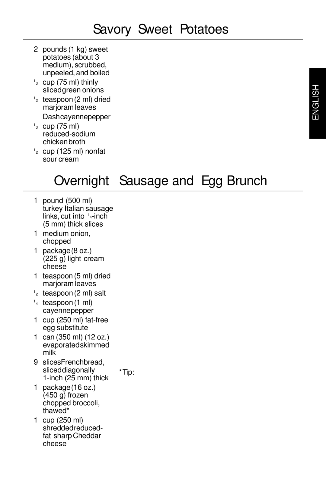 KitchenAid KHM7T, KHM9 manual Savory Sweet Potatoes, Overnight Sausage and Egg Brunch 