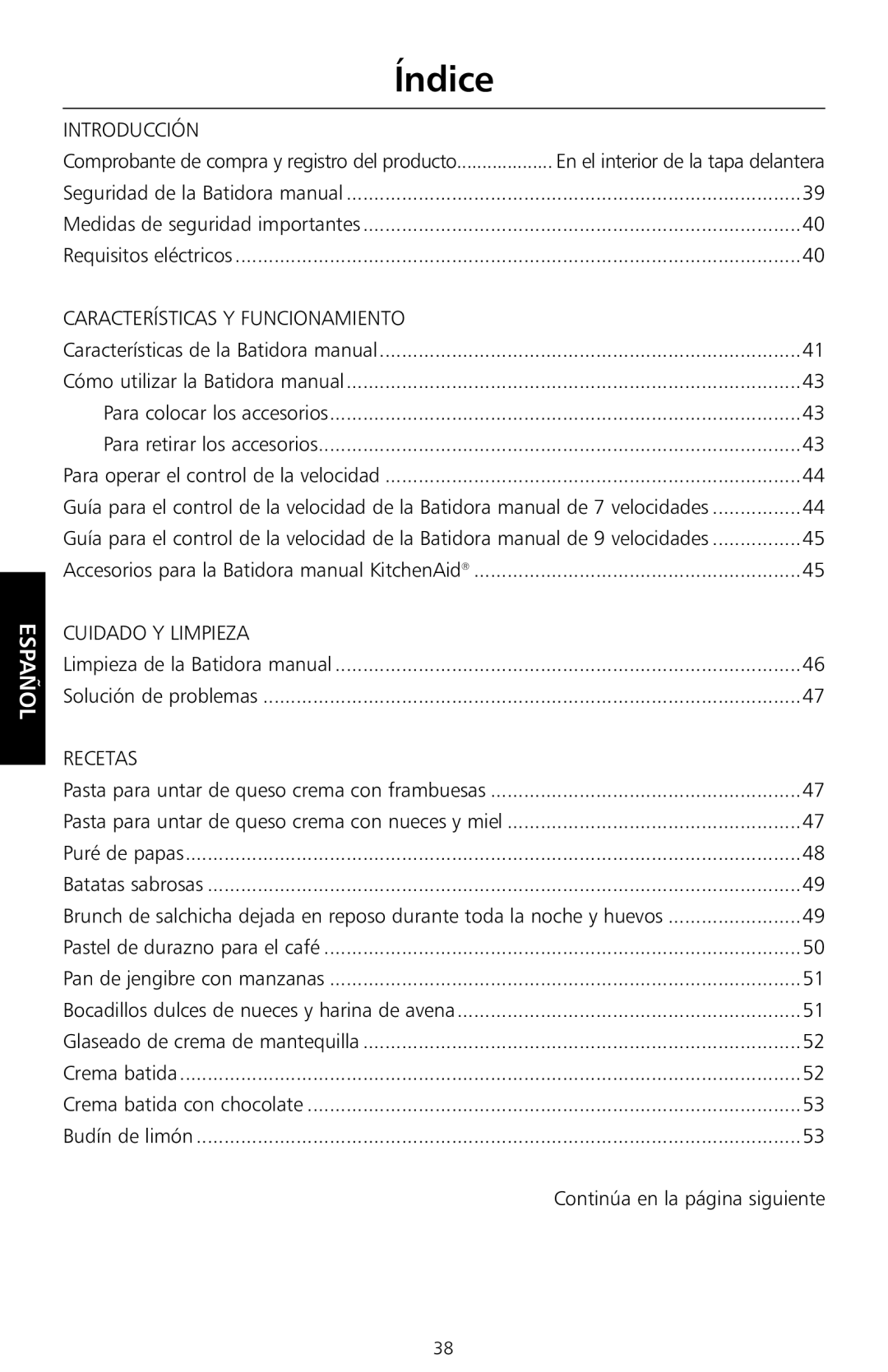 KitchenAid KHM9, KHM7T Índice, Limpieza de la Batidora manual Solución de problemas, Puré de papas Batatas sabrosas 