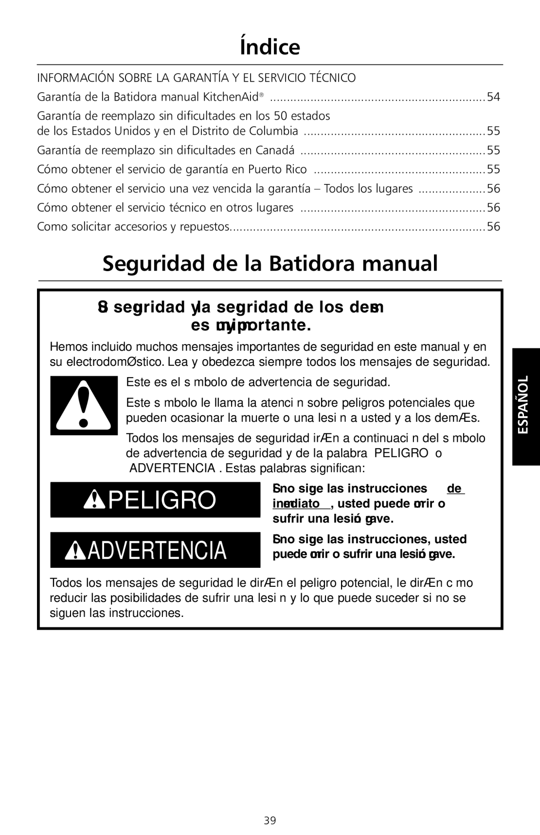 KitchenAid KHM7T, KHM9 Seguridad de la Batidora manual, Como solicitar accesorios y repuestos 