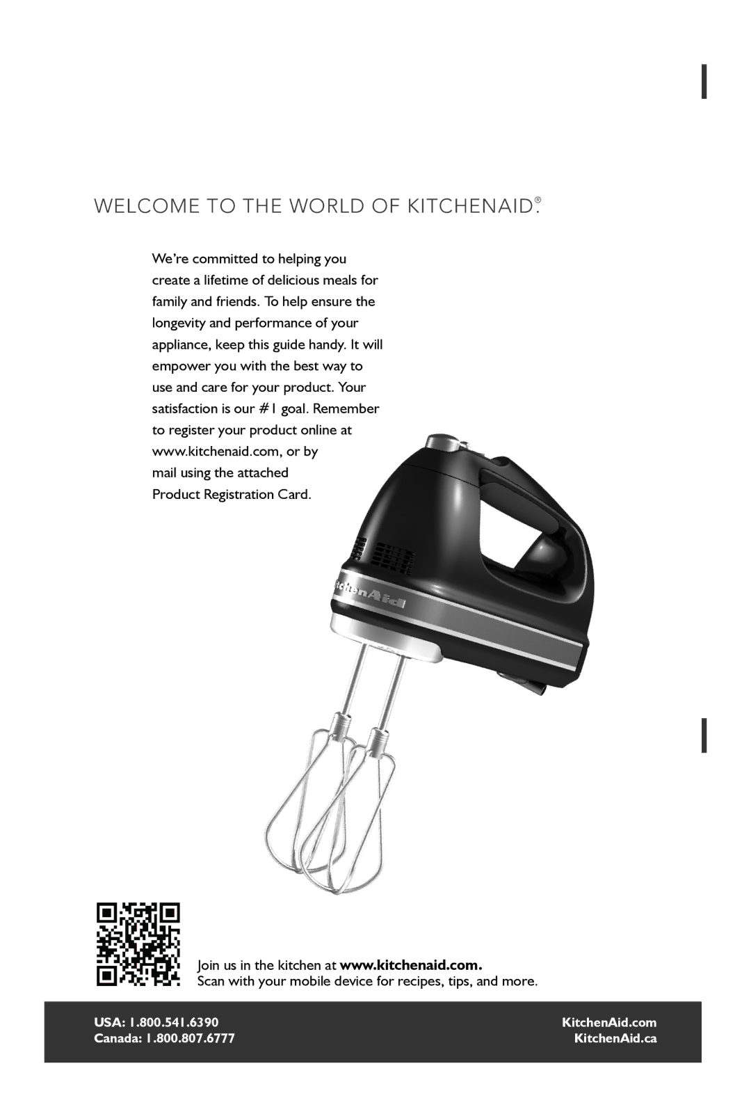 KitchenAid KHM92, KHM72 manual Scan with your mobile device for recipes, tips, and more 