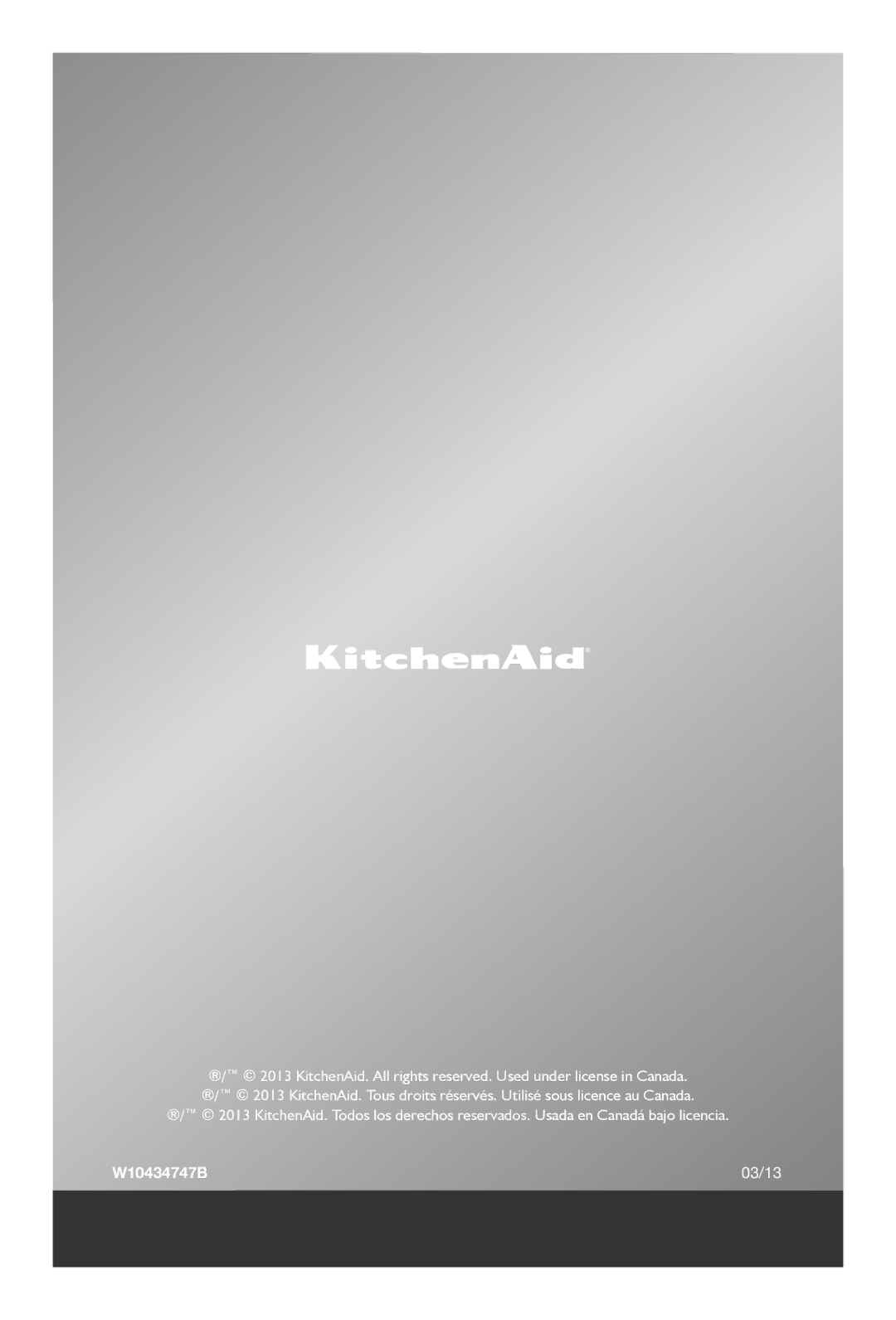 KitchenAid KHM92, KHM72 manual W10434747B 03/13 