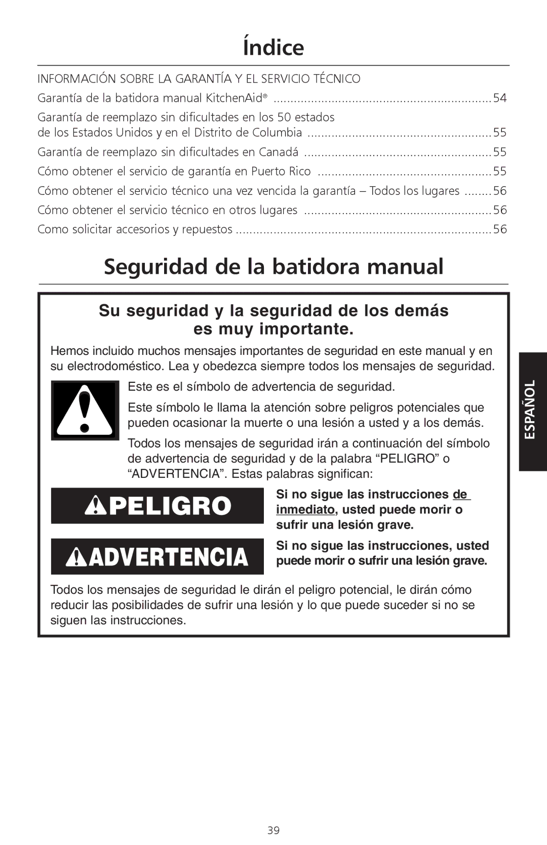 KitchenAid KHM920, KHM720 Seguridad de la batidora manual, Como solicitar accesorios y repuestos 