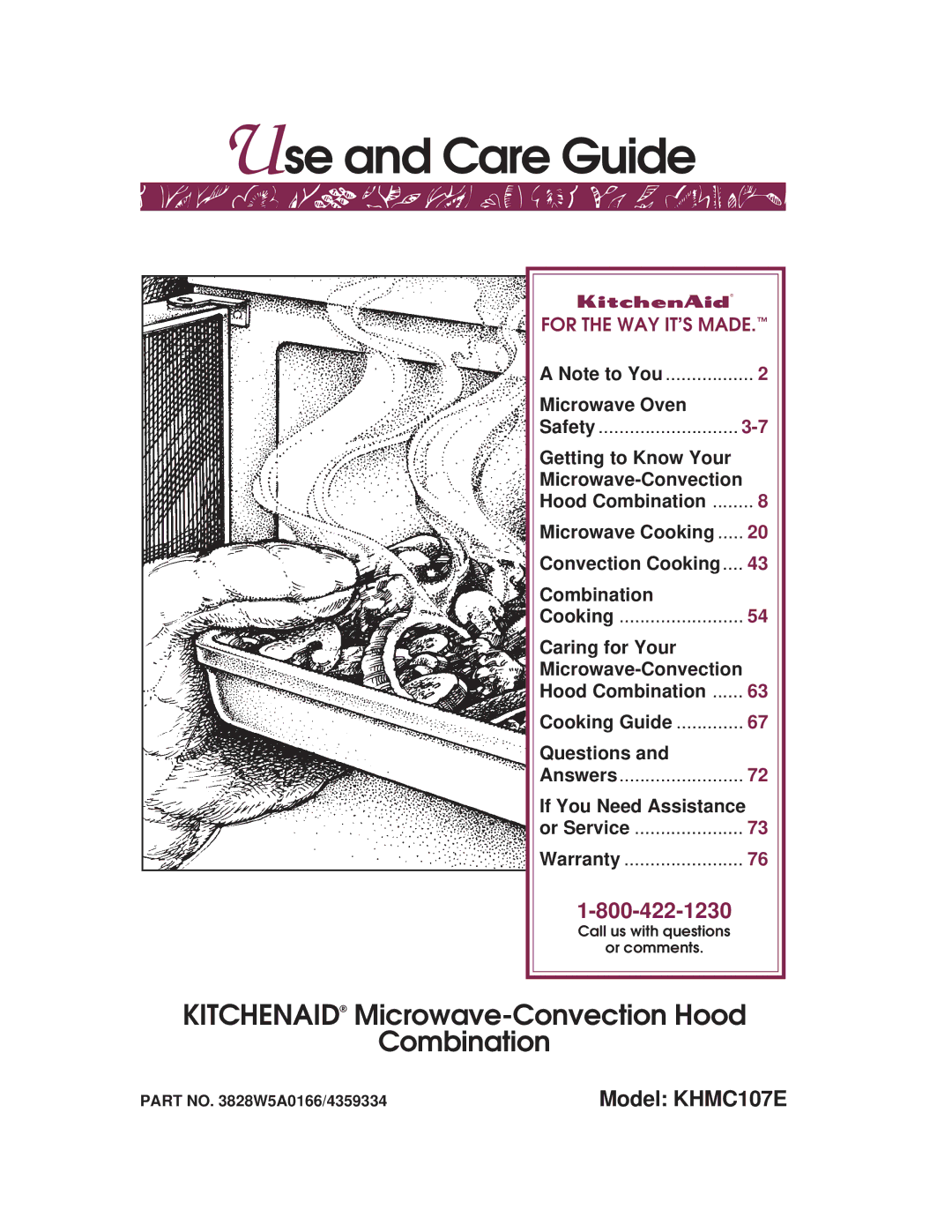 KitchenAid KHMC107E warranty Use and Care Guide, Part no W5A0166/4359334 