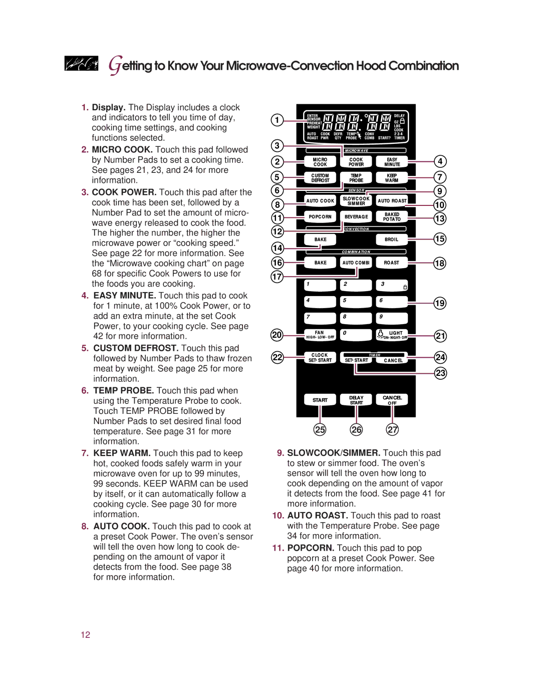 KitchenAid KHMC107E warranty Functions selected, Custom DEFROST. Touch this pad 