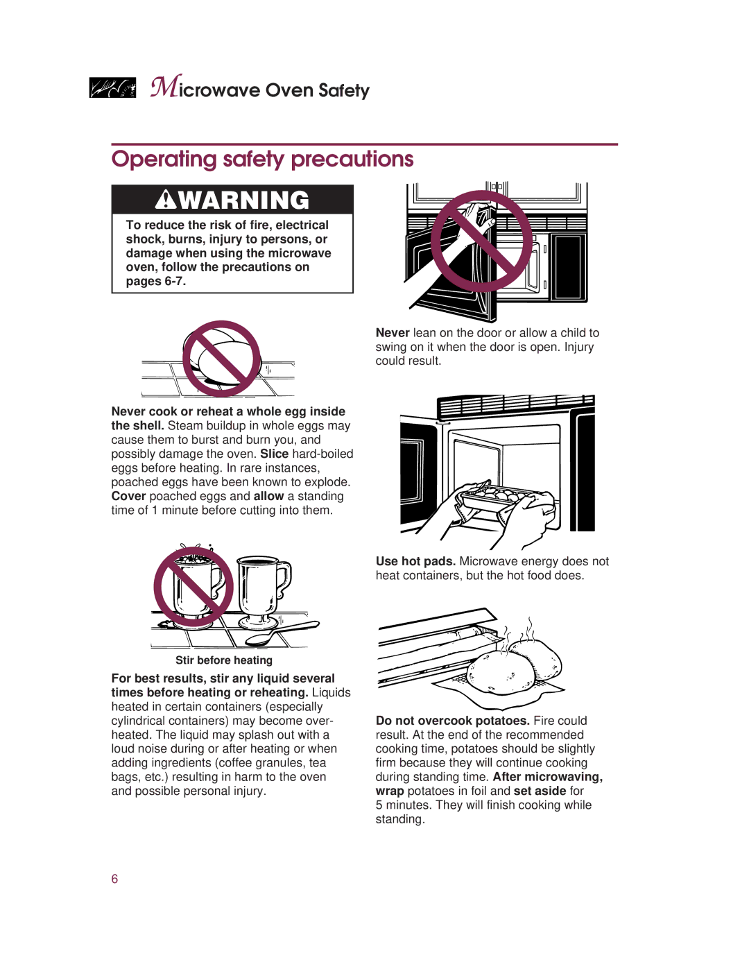 KitchenAid KHMC107E warranty Operating safety precautions 