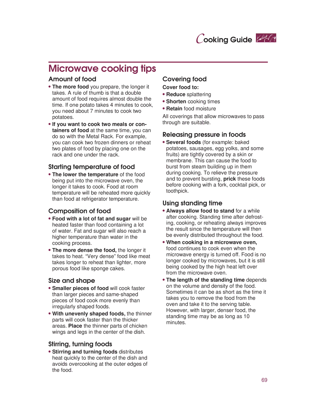 KitchenAid KHMC107E warranty Microwave cooking tips 