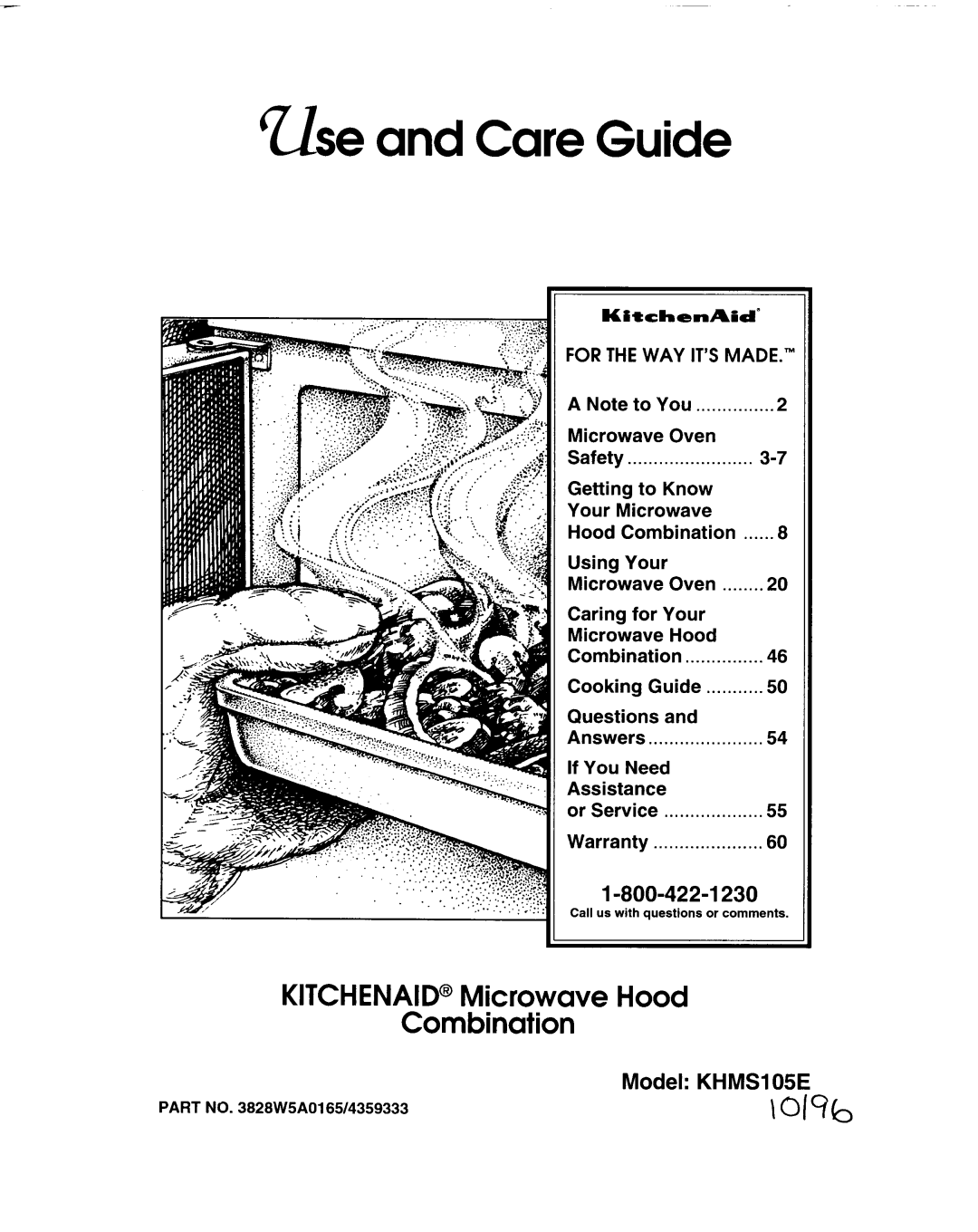 KitchenAid KHMS105E service manual Microwave Oven Hood Combination 