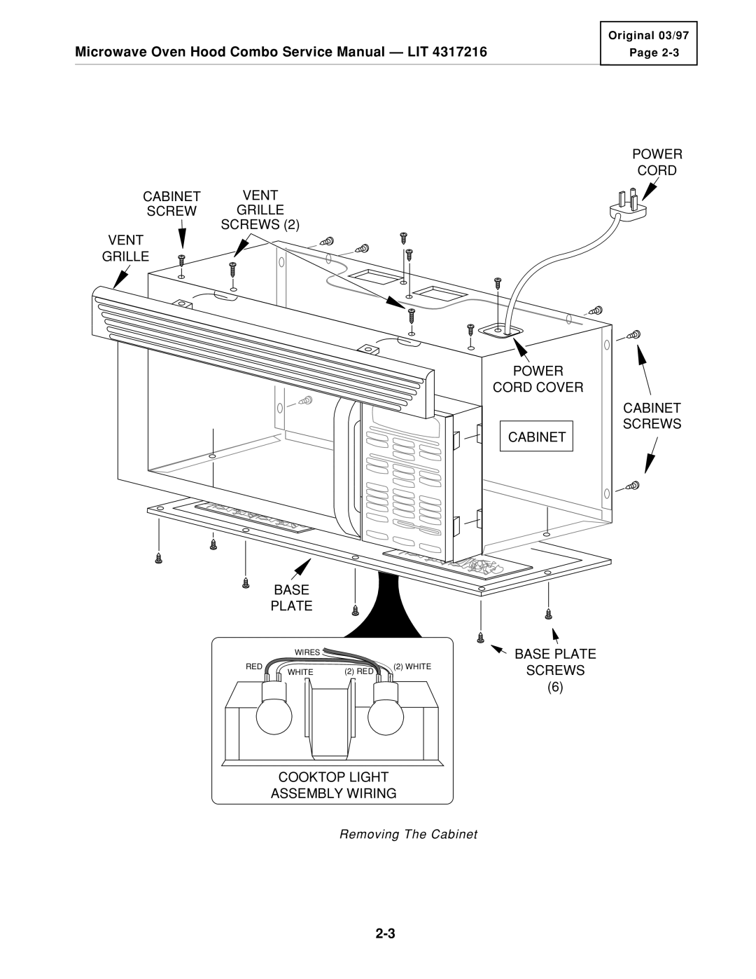 KitchenAid KHMS105E service manual Base Plate Screws Cooktop Light Assembly Wiring 