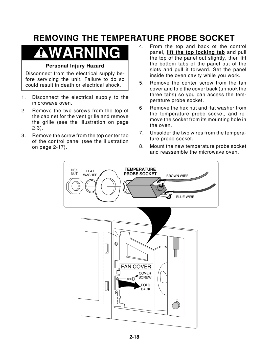 KitchenAid KHMS105E service manual Removing the Temperature Probe Socket 