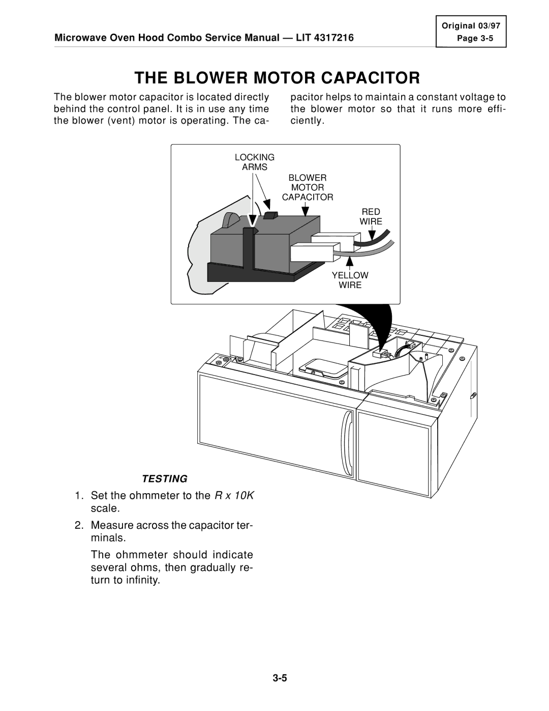 KitchenAid KHMS105E service manual Blower Motor Capacitor 