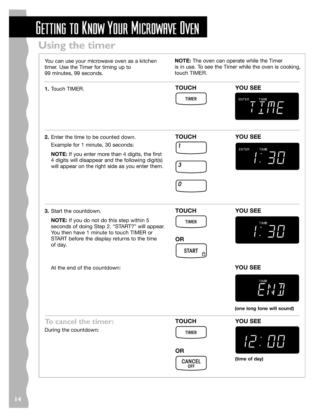 KitchenAid KHMS145J warranty Using the timer, To cancel the timer 