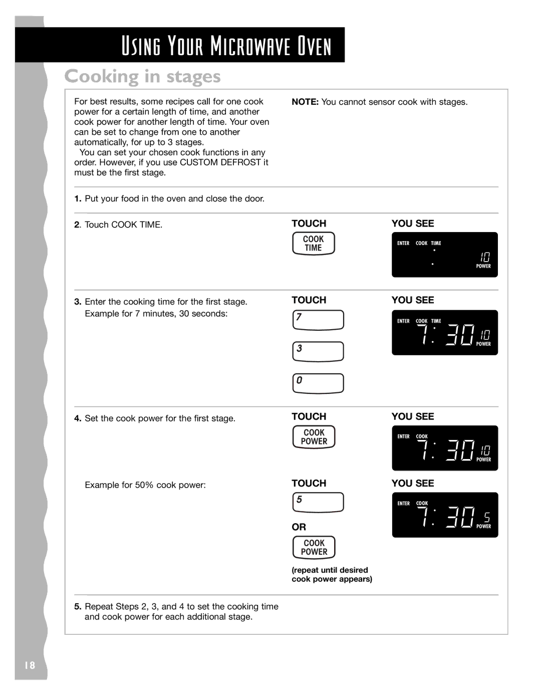 KitchenAid KHMS145J warranty Cooking in stages 