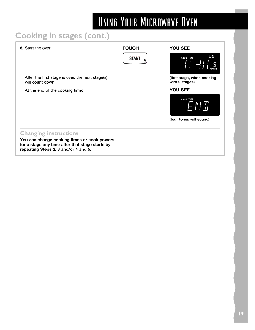 KitchenAid KHMS145J warranty Cooking in stages 