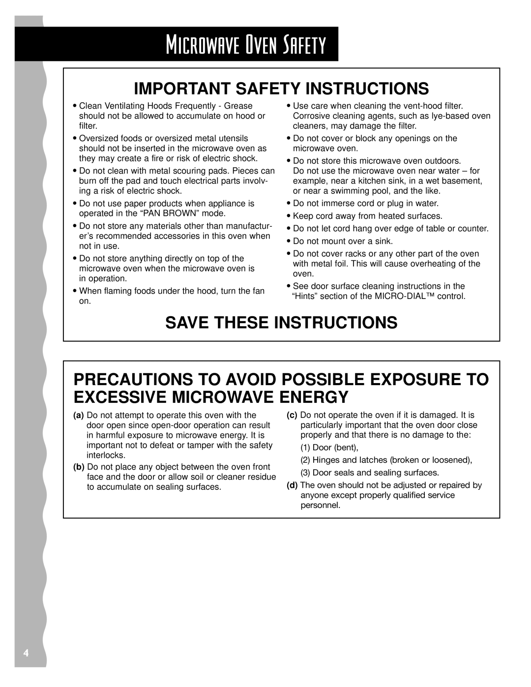 KitchenAid KHMS147HWH, KHMS147HBK, KHMS147HBT installation instructions Microwave Oven Safety 