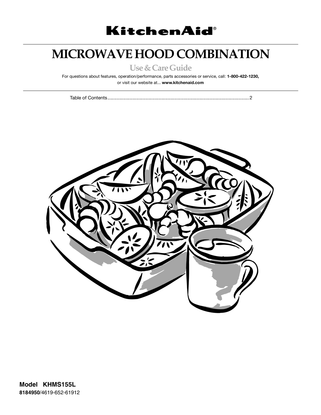 KitchenAid KHMS155L manual Microwave Hood Combination 