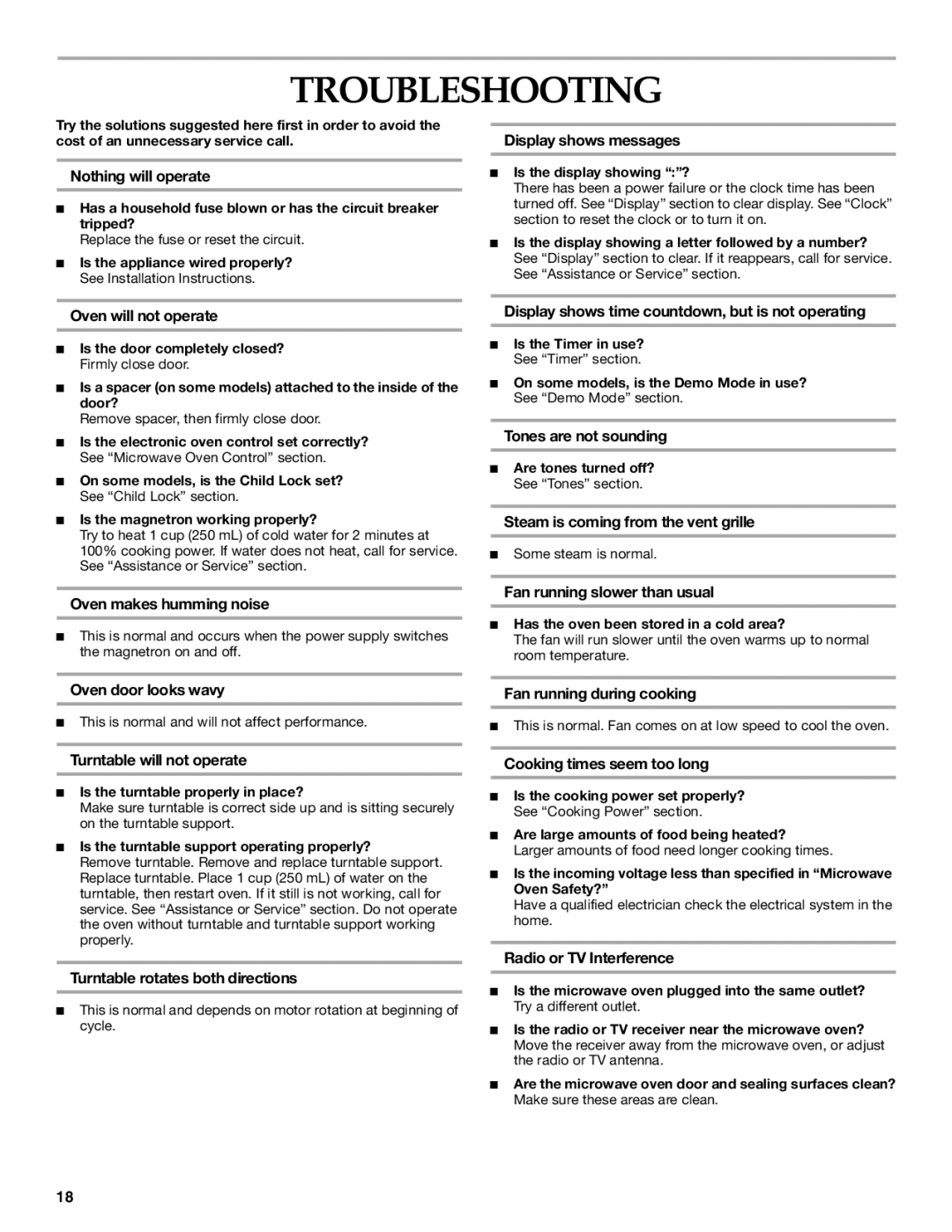 KitchenAid KHMS175M manual Troubleshooting 