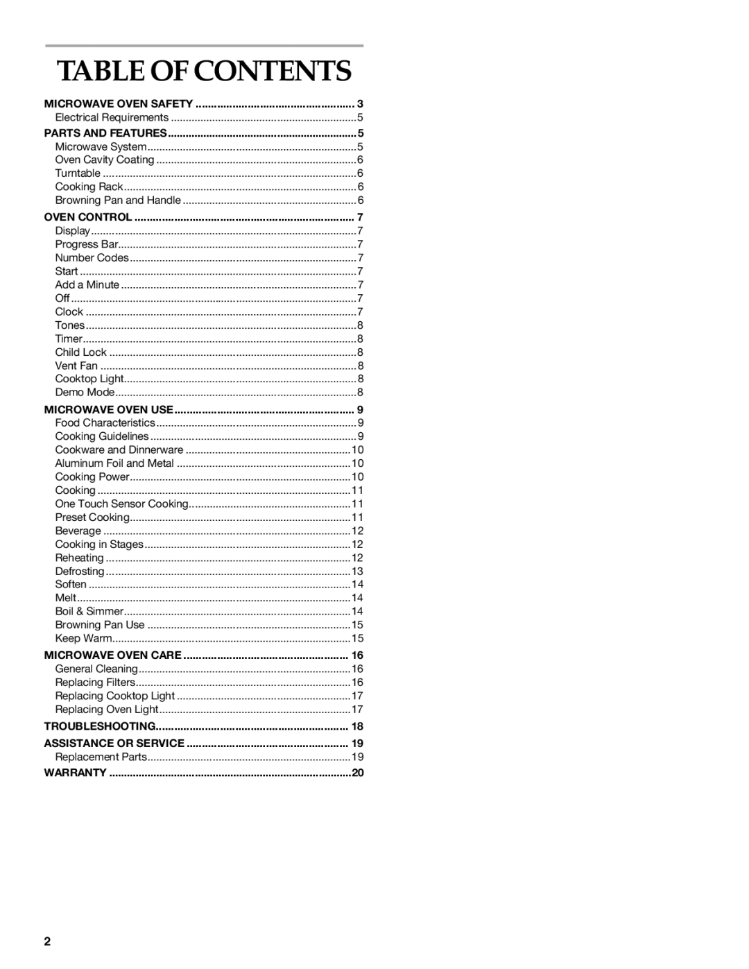 KitchenAid KHMS175M manual Table of Contents 