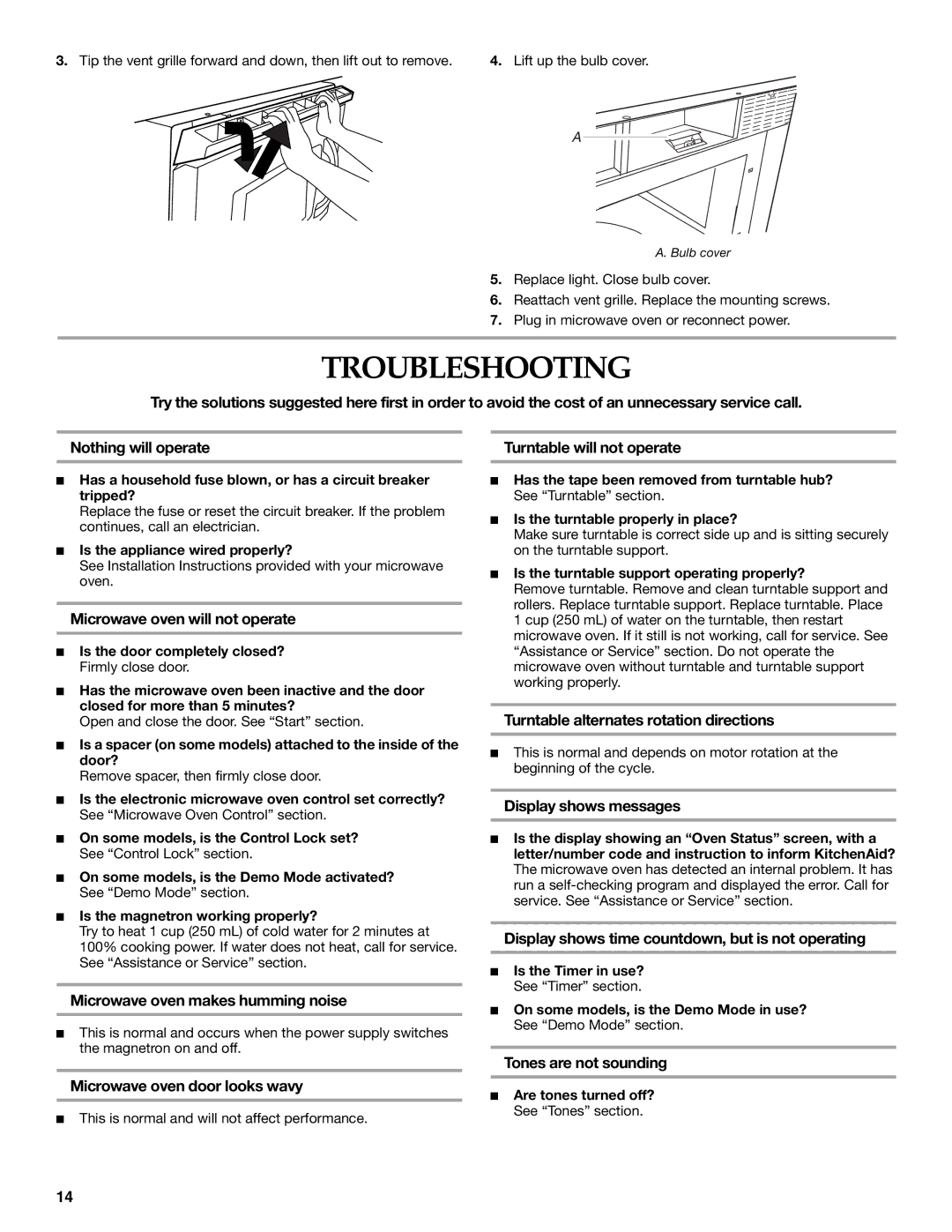 KitchenAid KHMS1850S manual Troubleshooting 