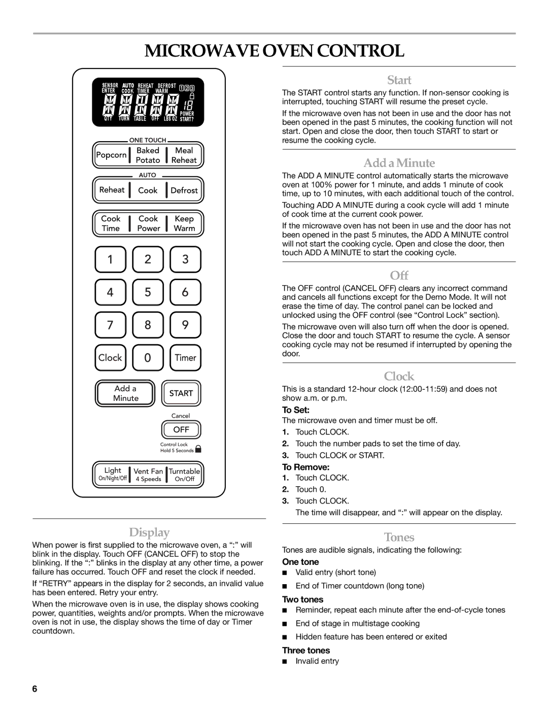 KitchenAid KHMS1850S manual Microwave Oven Control 