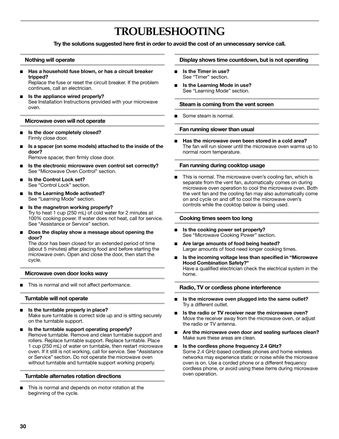 KitchenAid KHMS2056S manual Troubleshooting 