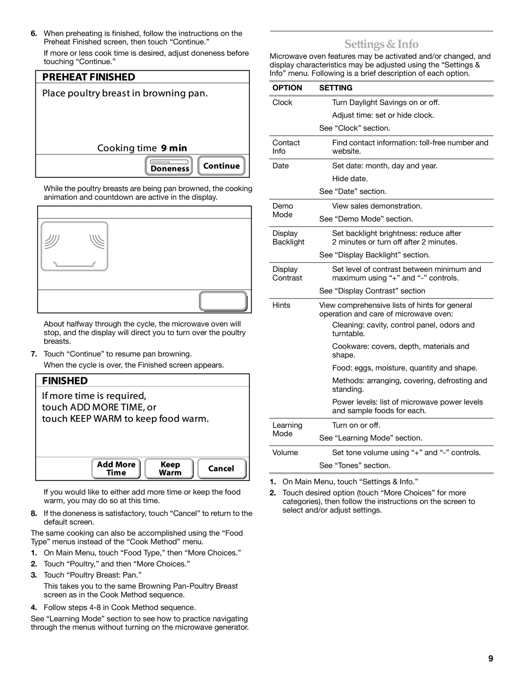 KitchenAid KHMS2056S manual Settings & Info, Option Setting 