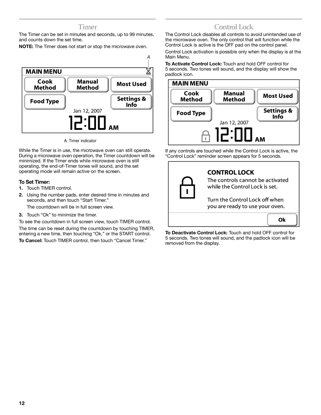 KitchenAid KHMS2056SBL manual ControlLock, To Set Timer 