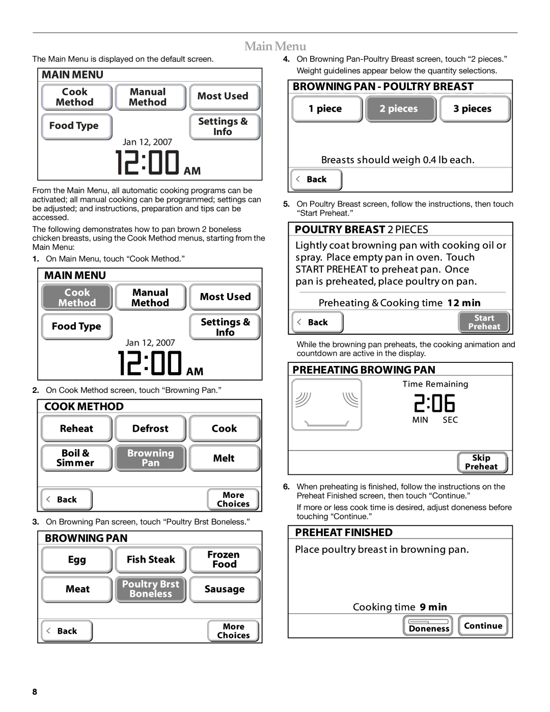 KitchenAid KHMS2056SBL manual MainMenu 