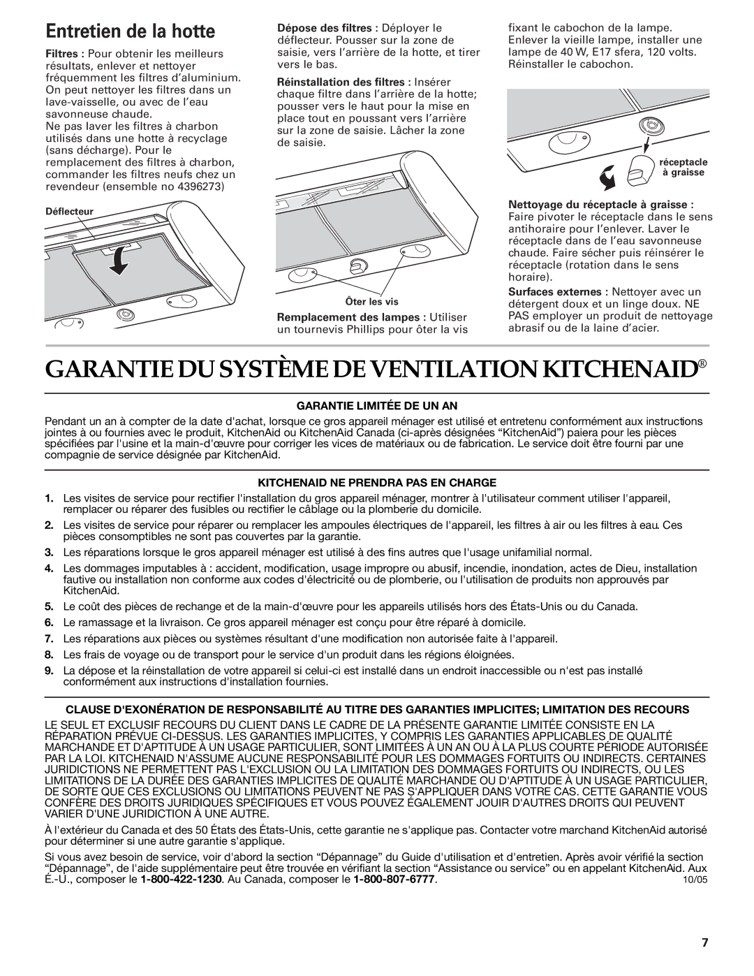 KitchenAid KHTU160 installation instructions Garantiedusystèmedeventilationkitchenaid 