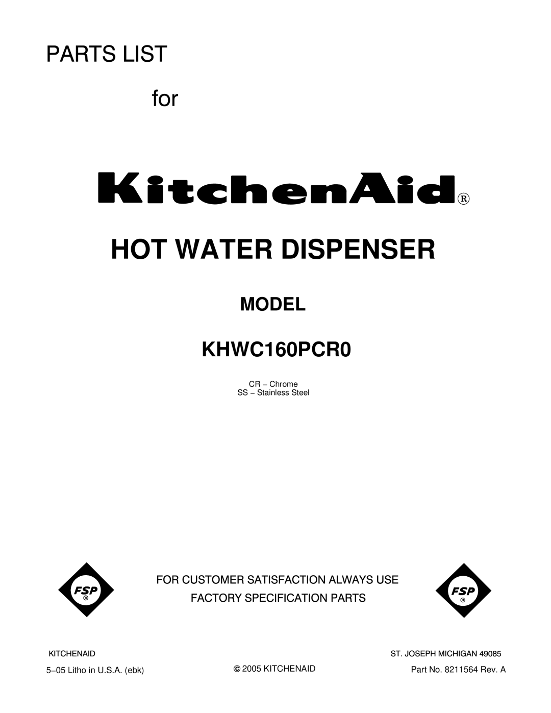 KitchenAid KHWC160PCR0 manual HOT Water Dispenser 