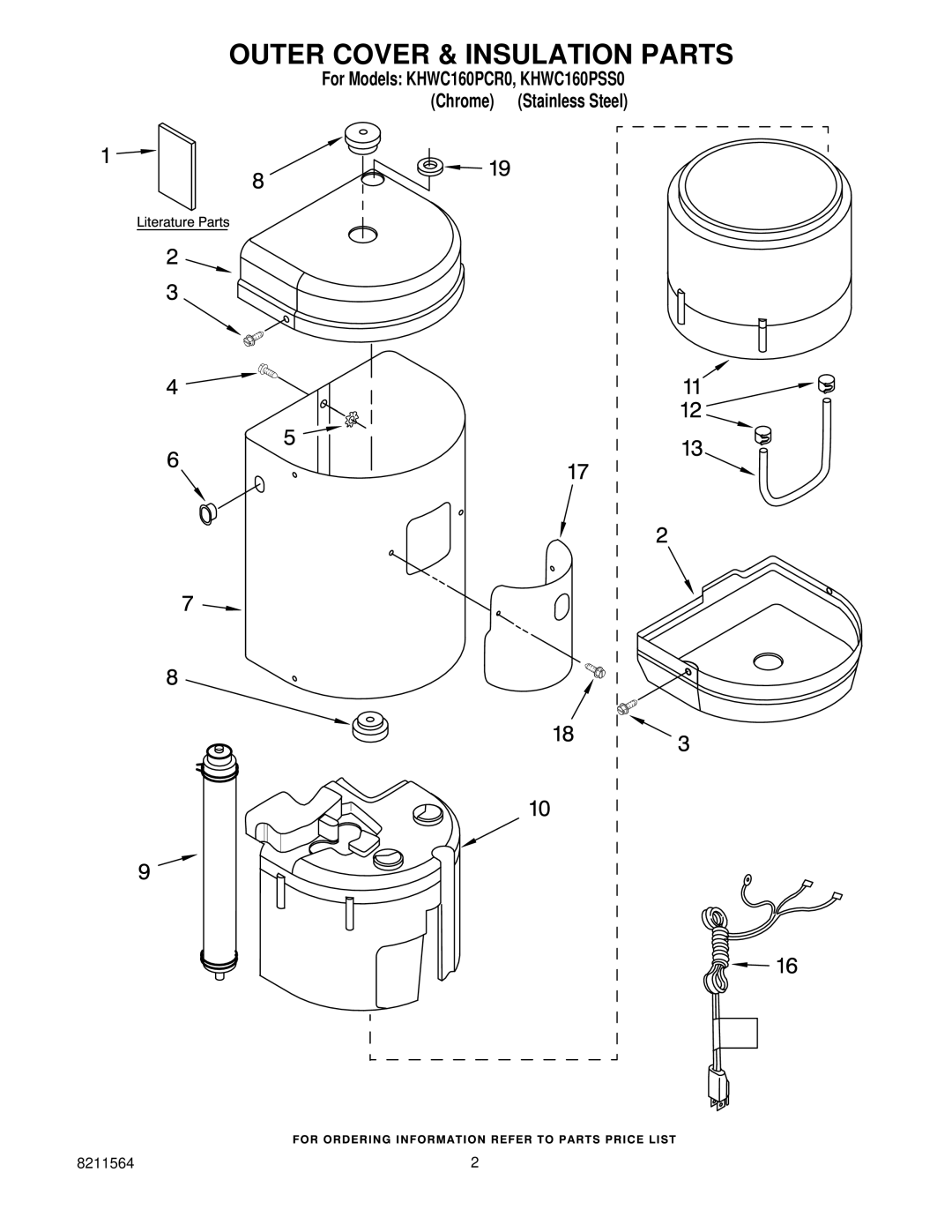 KitchenAid KHWC160PCR0 manual Outer Cover & Insulation Parts 