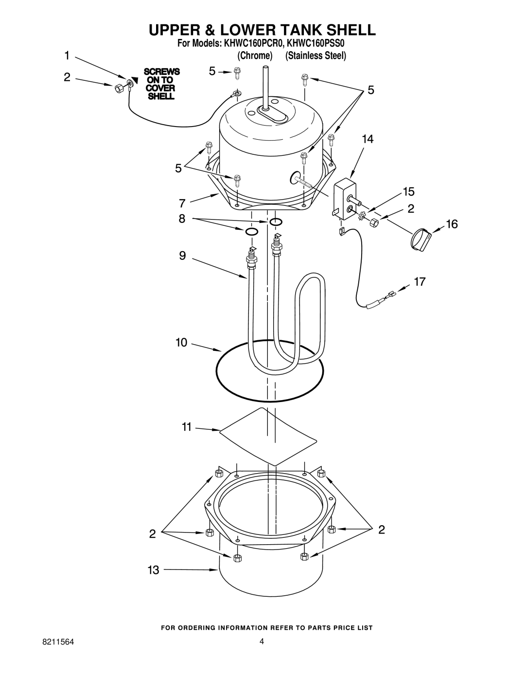 KitchenAid KHWC160PCR0 manual Upper & Lower Tank Shell 