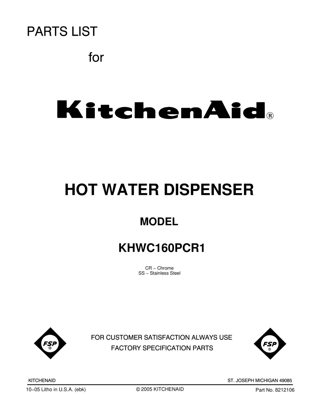 KitchenAid KHWC160PCR1 manual HOT Water Dispenser 