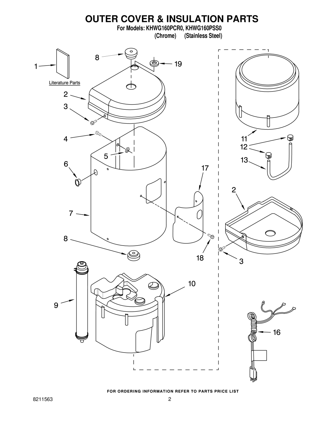 KitchenAid KHWG160PCR manual Outer Cover & Insulation Parts 