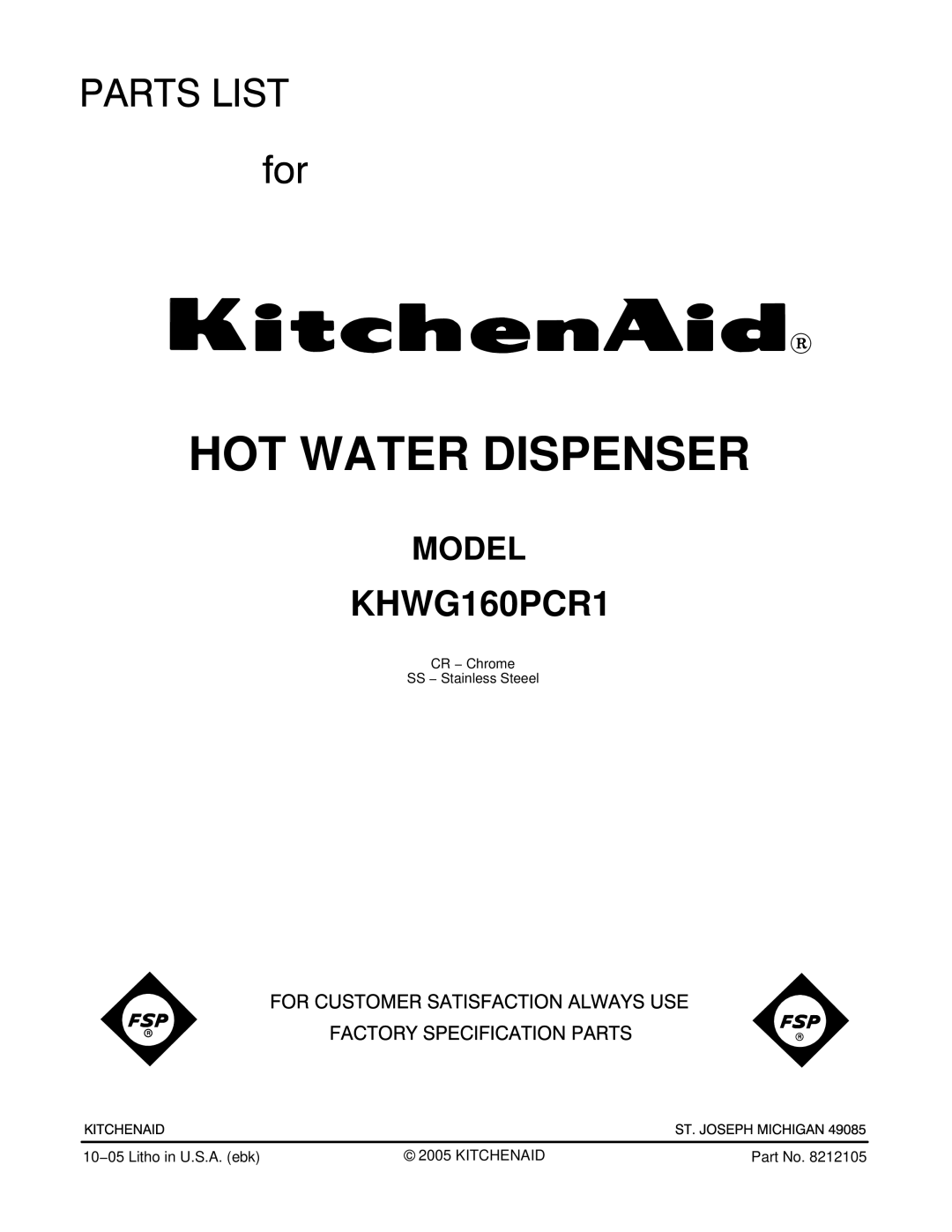 KitchenAid KHWG160PCR1 manual HOT Water Dispenser 