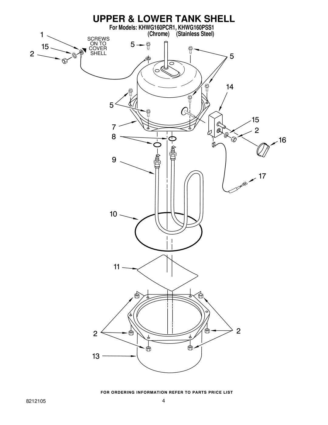 KitchenAid KHWG160PCR1 manual Upper & Lower Tank Shell 