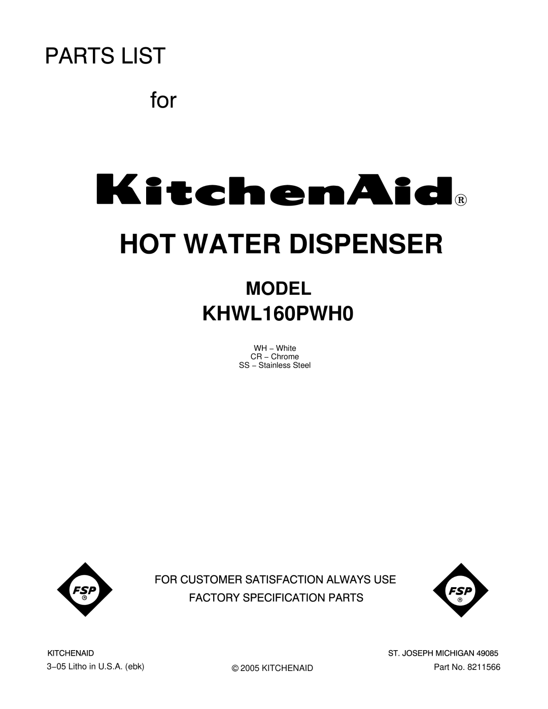 KitchenAid KHWL160PWH0 manual HOT Water Dispenser 