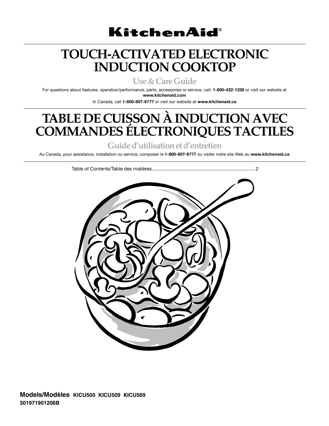 KitchenAid KICU569, KICU509, KICU500 manual TOUCH-ACTIVATED Electronic Induction Cooktop 