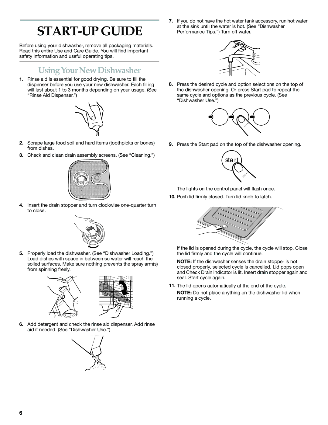 KitchenAid KIDS01EK manual START-UP Guide, Using Your New Dishwasher 