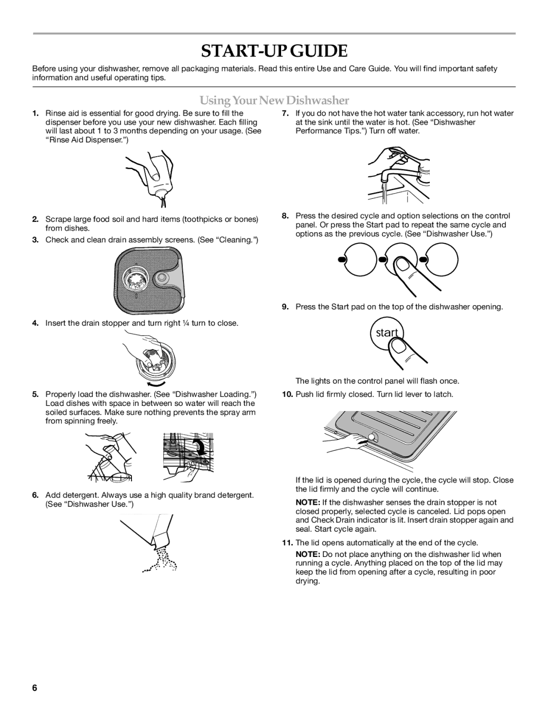 KitchenAid KIDS36EP, BRIVA manual START-UP Guide, Using YourNew Dishwasher 