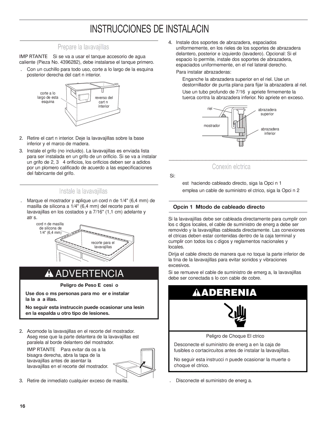 KitchenAid KIDS42 Instrucciones DE Instalación, Prepare la lavavajillas, Instale la lavavajillas, Conexión eléctrica 