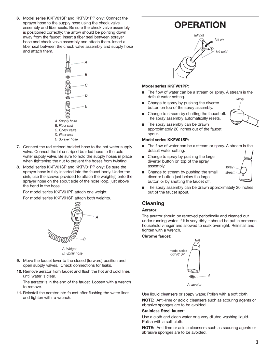 KitchenAid KKFV01SP, KKFV01PP, KKFV01LP installation instructions Operation 