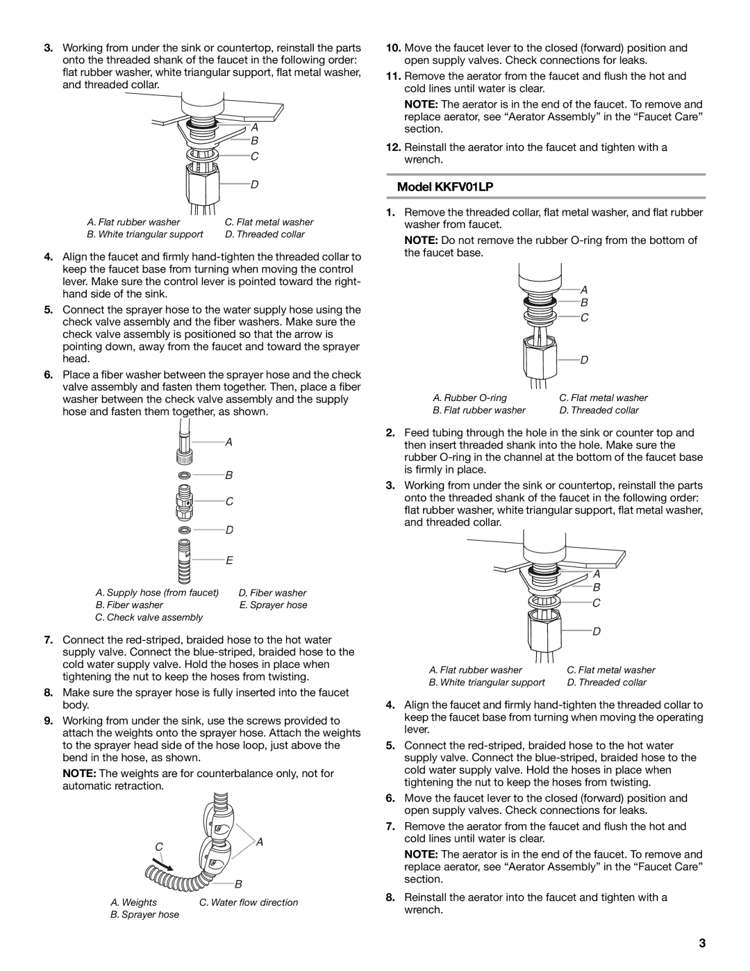 KitchenAid KKFV01SP Series, KKFV01LP Series, KKFV01PP Series installation instructions Model KKFV01LP 