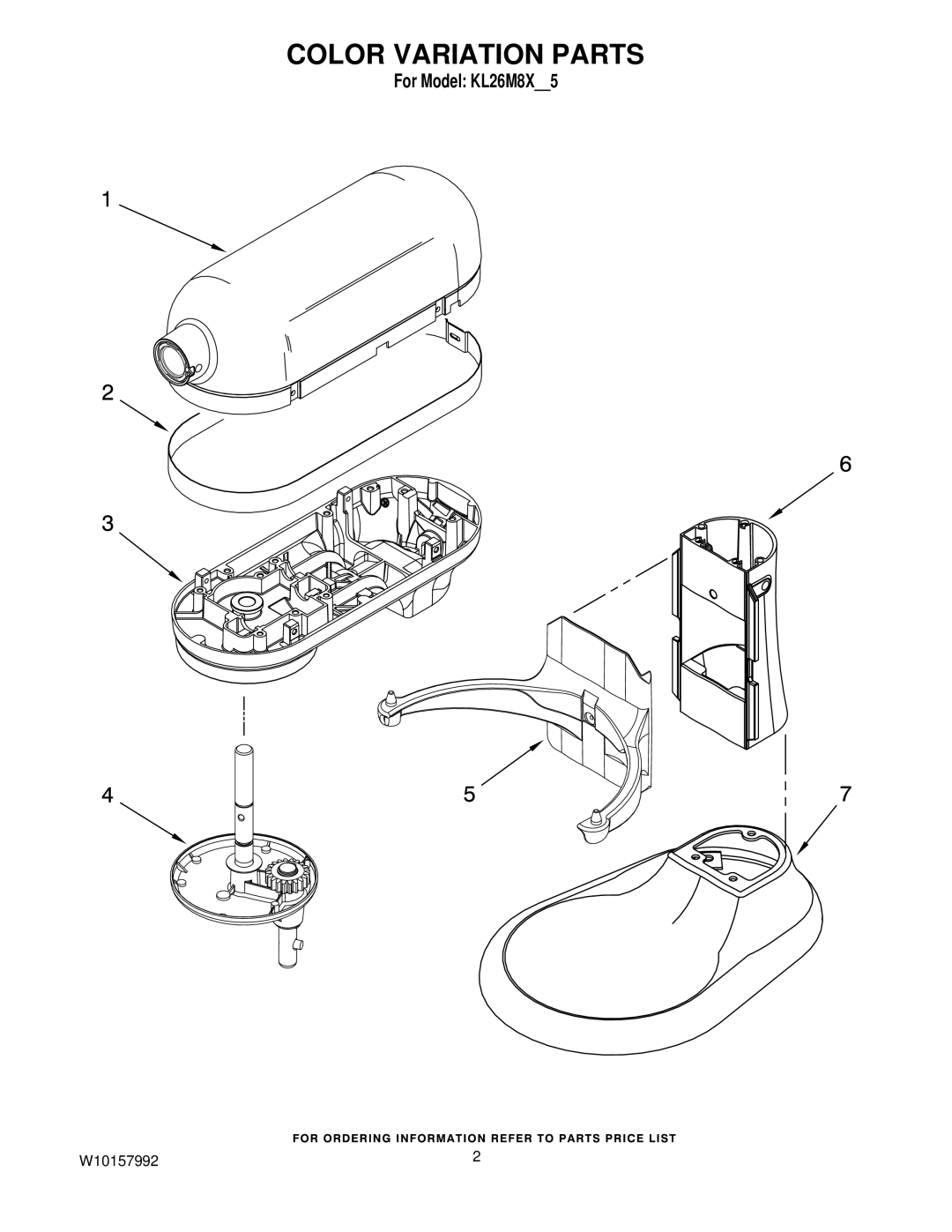 KitchenAid KL26M8XOB5 manual Color Variation Parts 